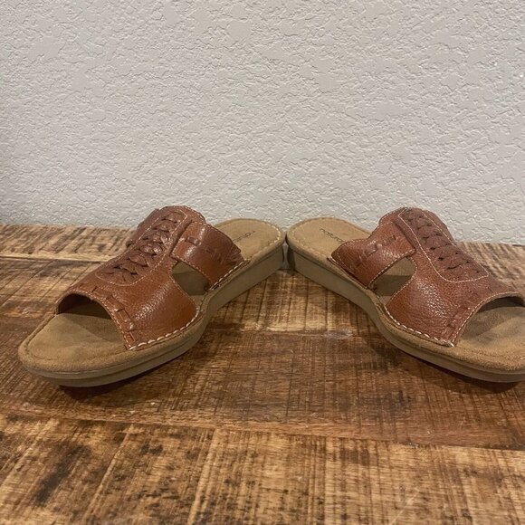 NATURAL SOLE by Naturalizer brown leather comfort sandals 8.5 Slip On Open Toe - Picture 4 of 9
